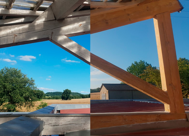 Decapage-sablage-aerogommage-charpente-avant-apres